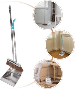 1set Stainless Steel Bezem Veegschep Met Uittrekbare Steel Voor Huishoudelijk Gebruik Voor Thuis Studentenhuis Ruimtes — thumbnail 5