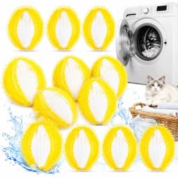 12x Witte & Gele Wasmachines Ballen - Pluisjes & Haren Verwijderen — thumbnail 1
