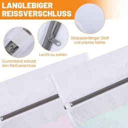 6 Stuks Fijnmazige Wasnetten voor de Wasmachine, Waszakken met Ritssluiting voor Ondergoed, Overhemden en Babykleding in 2 Maten — thumbnail 3