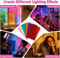 20 Stuks Hittebestendige Folie, Gel Lichtfilter 10 Kleuren, Transparante Kleurfolie voor Kleurcorrectie, Fotostudio, Fotolamp, LED-Lamp, Projector, Studioflitser en Koplamp — thumbnail 5