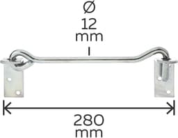 SnelShoppen - Stormhaak 280 mm met Hoekplaten en Oogjes | Gegalvaniseerd Staal | Duurzaam en Sterk | Voor Tuin, Camping en Constructies | 12 mm Haak-Ø — thumbnail 1