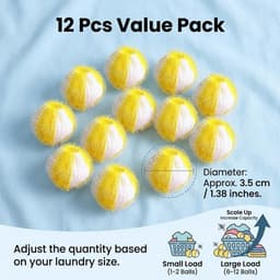 12 stuks anti-haarballen voor de wasmachine, geel en wit, haarvanger, wasmachine, herbruikbaar, wasbal, anti-haren — thumbnail 5
