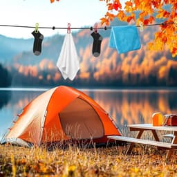 Waslijn, campingwaslijn, 4 meter, intrekbare reiswaslijn met wasknijpers, verstelbare reiswaslijn met 12 clips voor reizen, balkon, vakantie, outdoor, camping — thumbnail 2