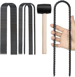 Set van 10 Gegalvaniseerde Stalen Tentpinnen van 30 cm - Grondankers voor Tent, Camping, Trampoline en Luifels met een Diameter van 5 mm en Hamer — thumbnail 1