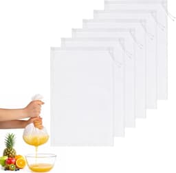 Zak voor Notenmelk - Wit - 37 x 19,6 cm - Duurzaam Nylon Gaas - Voor Keuken Gebruik — thumbnail 1