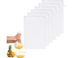 Zak voor Notenmelk - Wit - 37 x 19,6 cm - Duurzaam Nylon Gaas - Voor Keuken Gebruik