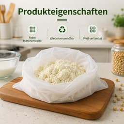 Zak voor Notenmelk - Wit - 37 x 19,6 cm - Duurzaam Nylon Gaas - Voor Keuken Gebruik — thumbnail 2