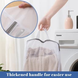Wasnet voor Wasmachine - Wit - 20 x 30 cm - Polyester - Voor Gevoelige Kledingstukken — thumbnail 3