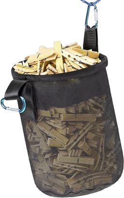Wasknijper Tas - Opberger Clips - Kleding Drogen - Trekkoord Sluiting - Grote Capaciteit - Grijs — thumbnail 1