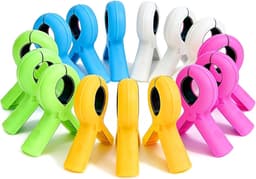 15 strandhanddoekclips, grote handdoekklemmen voor strandstoel en zwembadstoel, stevige clips voorkomen dat handdoeken wegwaaien door de wind, 5 kleuren — thumbnail 1