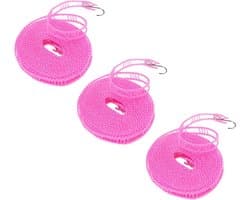Waslijn Set - Kleding Touw - Kleding Drogen - Winddicht Roosterontwerp - 3 x 5 meter - Roze
