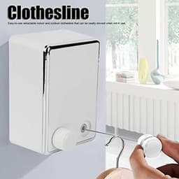 Wandgemonteerd kledingrek uitschuifbaar tot 4,2 m - RVS waslijn voor aan de muur en om kleding op te hangen (wit) — thumbnail 5
