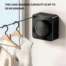 Intrekbare Waslijn - Uitschuifbare Kledinglijn - Kleding Drogen - Zware Lasten Ondersteund - 48 Meter - Zwart — thumbnail 2