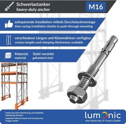 M16 Ankers - Wedge Ankers - Zware Lasten Bevestigen - Direct Belastbaar - M16 x 190mm - Verzinkt — thumbnail 5