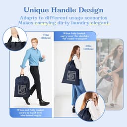 Ruime 50x70 cm Waszak met Dubbele Handgrepen en Rits - Waterafstotende Nylon voor Vuilwas — thumbnail 5