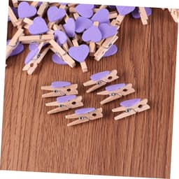 Houten Knijpers - Kleine Clips Decoratieve Knijpers - Foto's Ophangen - Hartvormig - 3 cm - Paars — thumbnail 3