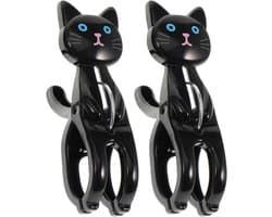 Katten Wasknijpers - Kleding Clips - Kleding Droge - Antislip Ontwerp - 7.3 cm per stuk - Zwart
