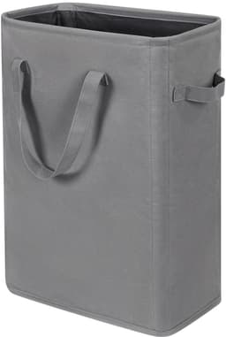 Opvouwbare Wasmand met Deksel - 45 Liter Slanke Wasmand Smal - Opklapbare Wasmand voor Badkamer en Slaapkamer - Kleine Wasmand Ruimtebesparend met Handvatten - Grijs — thumbnail 1