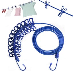 Reis waslijn met wasknijpers, per lijn 12 clips, elastische uitschuifbare draagbare waslijn voor thuisgebruik, reizen en kamperen, set van 2 stuks — thumbnail 1