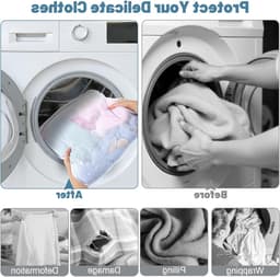 3 Stuks Duurzame Honingraat Grote Mesh Waszakken voor Delicates met Rits, Herbruikbare Waszakken voor Kleding, Sokken, Ondergoed en Reisorganizer (60x81cm) — thumbnail 2