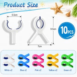 SnelShoppen - 10 Handdoekklemmen voor Strandstoelen - Kleurige Wasknijpers - Winddicht en Antislip - Roestvrij Staal voor Sterke Grip - Ideaal voor St — thumbnail 3
