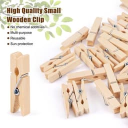 Wasknijpers 150 Stuks - Kleine Houten Knijpers 3.5cm - Draagbare Knijpers voor Kleding/Foto's - Jute Touw 10m - Perfect voor Decoratie — thumbnail 2