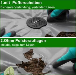 SnelShoppen - 100 U-vormige grondankers met 100 bufferdisc, worteldoek en haakset voor tuin, gazonrand, moestuin en buisbevestiging - Duurzaam verzink — thumbnail 3