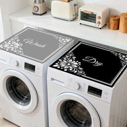 Wasdroger Hoezen - Apparaat Beschermers - Apparaten Beschermen - Antislip Onderkant - 2 Stuks 60x60cm - Zwart Grijs — thumbnail 1