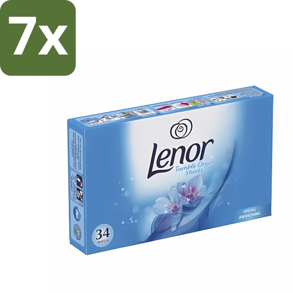 7 x Lenor - Droogtrommeldoekjes - Spring Awakening - 34 Doekjes - Droogtrommeldoekjes - Droogtrommel - Droogtrommeldoek - Frisheid - Voorjaar — afbeelding 1