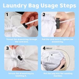 Set van 2 zakken voor het wassen met trekkoord, duurzaam, slijtvast, anti-klitten, anti-beschadiging, geschikt voor wasmachine, wasmand, schoenwaszak, waszak — thumbnail 3