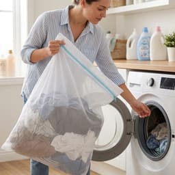 Set van 2 extra grote waszakken, 60 x 80 cm, duurzaam wasnet voor delicate kleding, gordijnen en beddengoed — thumbnail 3