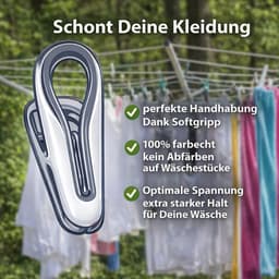 SnelShoppen - 40 Plastic Wasknijpers met Soft Grip, Weerbestendig en Windbestendig met Stalen Veer voor Kledinglijn, Kledingrek, Groene en Witte Klemm — thumbnail 2