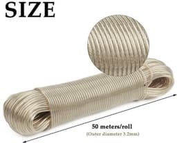 Dailygoods- Waslijn 50 Meter - UV-bestendig - Stabiele Staaldraad - Onderhoudsvriendelijk - Reiswaslijn - Transparant PVC - Wasdraad — thumbnail 3