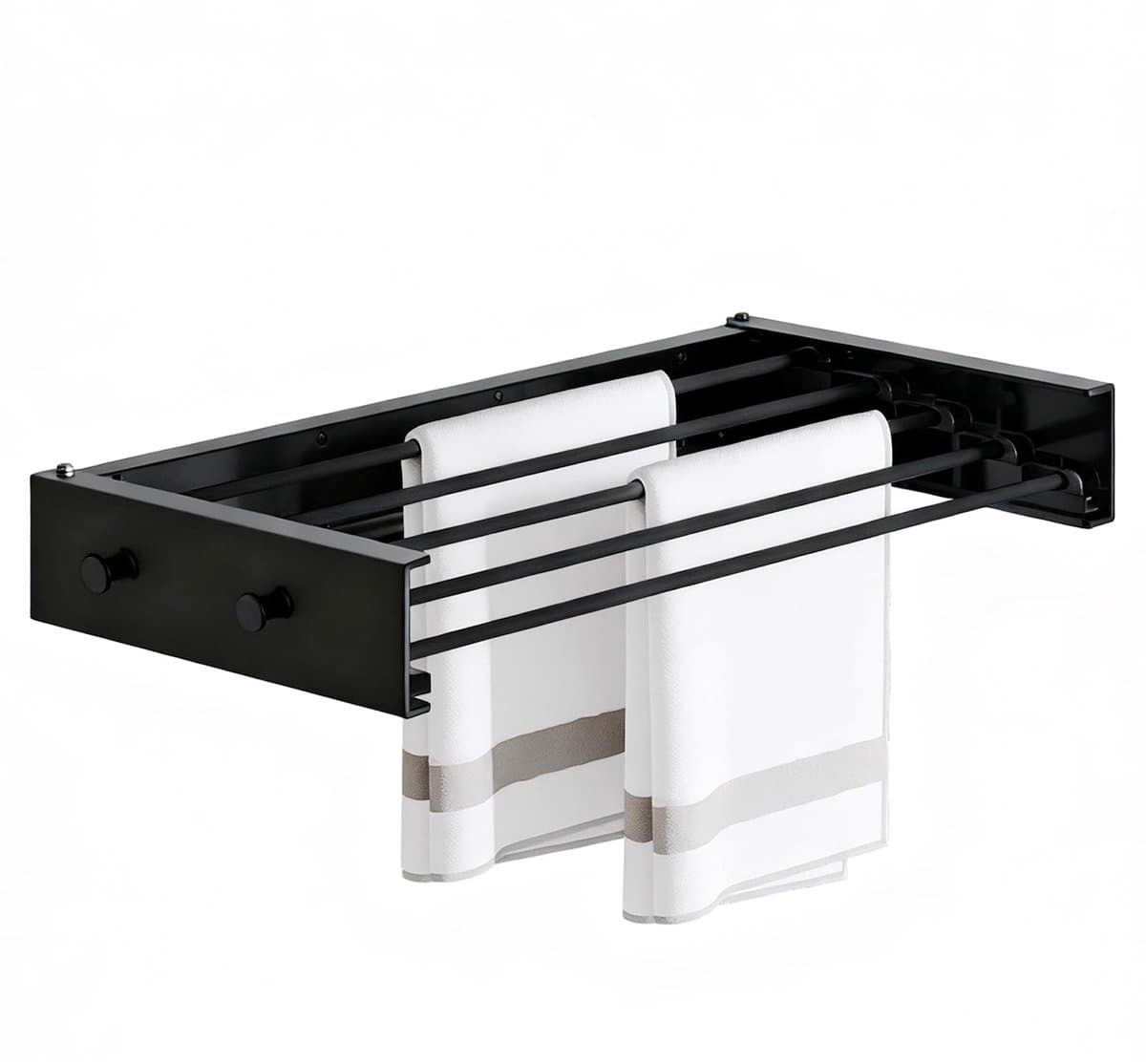 Dailygoods - Opvouwbaar Wanddroogrek van Koolstofstaal en Aluminium - Met 4 Haken voor Binnen en Buiten — afbeelding 1