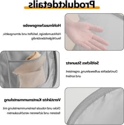 Vouwbare Wasmanden Set van 3, 36 x 36 x 58 cm, Ademend en Ruimtebesparend voor Badkamer, Slaapkamer en Reisgebruik, Grijs — thumbnail 5