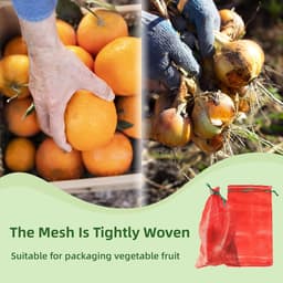 Opbergzakken - Gaaszakken Trekkoord - Producten Bewaren - Ademend Gaasontwerp - 10 Pond Capaciteit - Rood — thumbnail 2