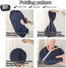 Dailygoods - 2 stuks pop-up wasmand, opvouwbare wasmand groot 36x36x58cm, klapborden met handgreep, ademend honingraatnet; vouwbare wasmand voor thuis, camping en reizen — thumbnail 5