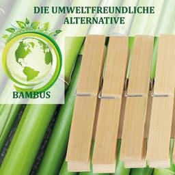 Wasknijpers Bamboe - Bamboeklemmen Knutselklemmen - Was Ophangen Knutselen - Sterke Metalen Veer - 6 cm - Natuurlijk — thumbnail 5