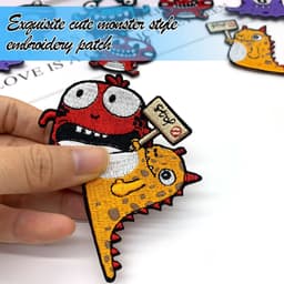 Dailygoods- Strijkpatches 12 Stuks - Grappige Monsterstijl - Opstrijkbare Patches - Kleding Versiering - Defecte Kleding Fixeren - Stijlvolle Borduurstickers - Borduurpatches — thumbnail 2
