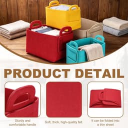 1 stuk - Opbergmand van vilt - Wasmand - Opbergmand voor diverse spullen - 36*25*23 cm - Rood — thumbnail 2