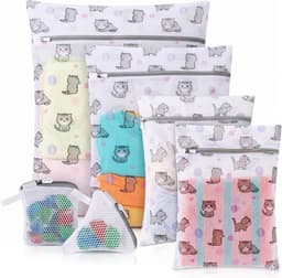 Wasnetjes met ritssluiting - Kattenprint - Diverse maten (60x50, 50x40, 40x30 cm) - Polyester waszakken met geurparelzak - Voor delicate kleding — thumbnail 1