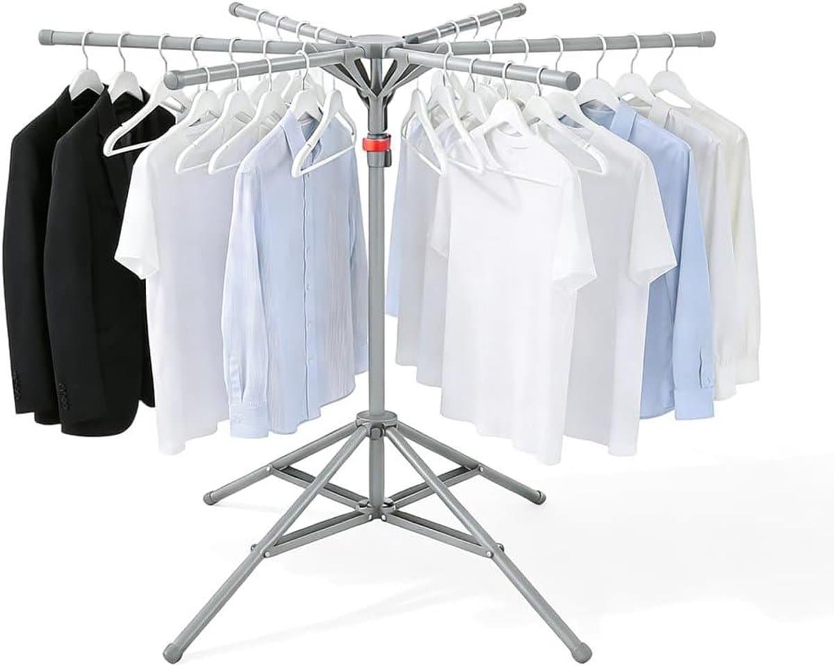 Droogrek Staand - Kledingmolen Opvouwbaar - Kleding Drogen - 6 Vleugels Verstelbaar - 170 cm Hoog - Grijs — afbeelding 1