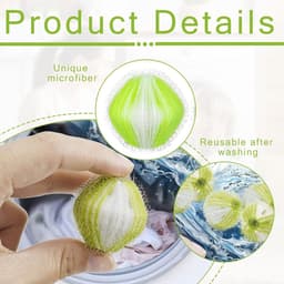 6 stuks haarvangers voor wasmachine, anti-haren bal, wasbal, herbruikbaar, voor kleding en beddengoed — thumbnail 5