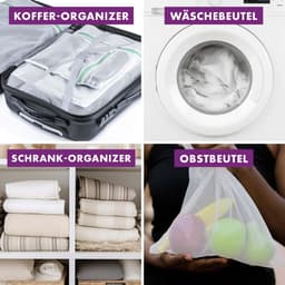 mesh waszakken voor de wasmachine - set van 5 - beschermt de fijne was, sokken, lingerie, bh's, schoenen - hoogwaardige waszak met rits - wasnetje — thumbnail 3
