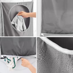 Hangende waszak, verstelbare wasmand met grote capaciteit met roestvrijstalen haken en zelfklevende haken voor was/verhuizing/opslag — thumbnail 5