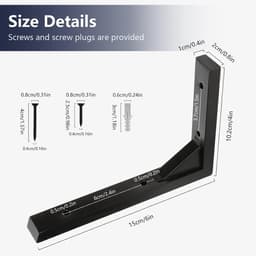 Zwarte Planksteunen 15,5cm - RVS L-vormige Beugels - Triangulaire Versteviging - Sterke Ondersteuning - SnelShoppen — thumbnail 3
