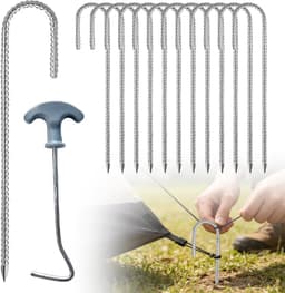 Grondankers 30 cm - verzinkt staal - J-haken - maximale stabiliteit voor trampolines - SnelShoppen — thumbnail 1