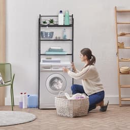 Wasmachine rek metaal 3 etages 165 x 58 x 25 cm - droger toiletrek - staand badkamerrek - zwart Wasmachine rek — thumbnail 2