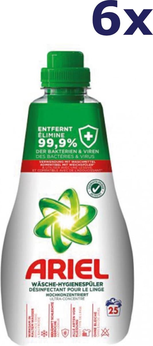 6x Ariel Hygiene spoelconcentraat met desinfectie 1l 25 wasbeurten — afbeelding 1