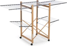 Vitapur Wasrek - Droogrek - Kledingrek - Droogrekken - Wasrek Inklapbaar - Inklapbaar Droogrek - 21 meter drooglengte - Verrijdbaar - Houtlook - Zwart — thumbnail 1
